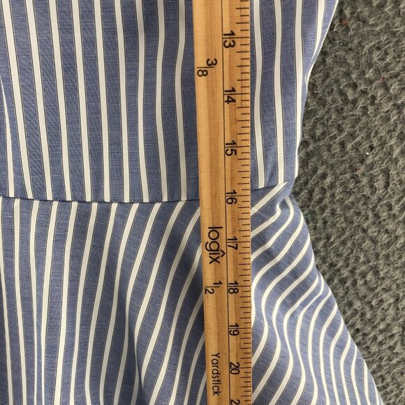 Jodi Kristopher Dress Womens 3 Blue Stripe Mini Fit & Flare Full Floral Applique - Picture 10 of 12